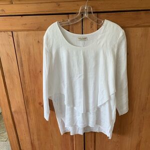 Elegant White Layered Women's Blouse